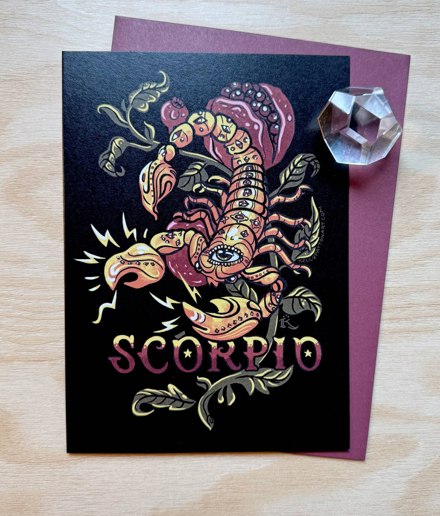 "Scorpio" Zodiac Pomegranate Design , 5" x 7" Greeting Card