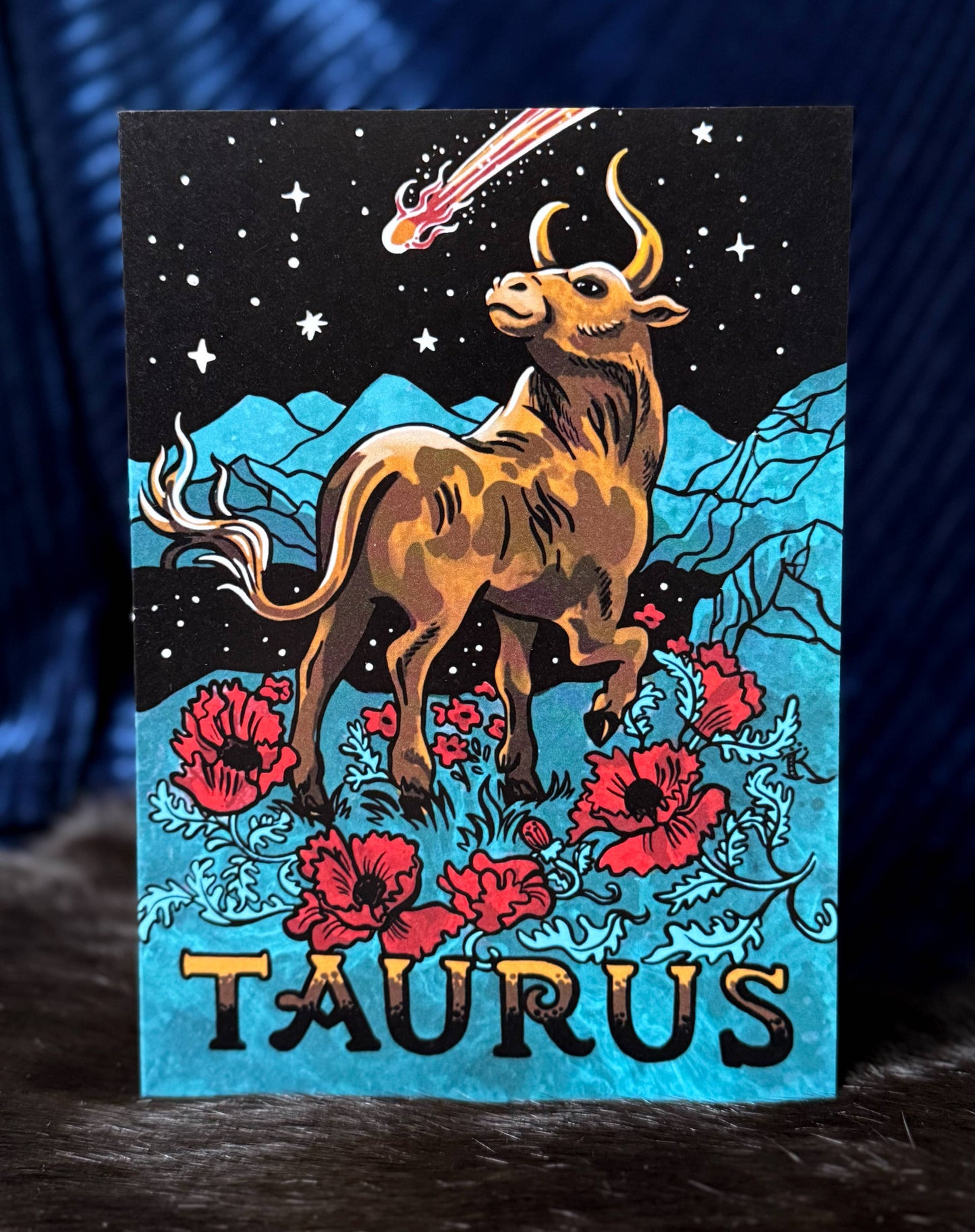 "Taurus" Zodiac Bull Design , 5" x 7" Greeting Card