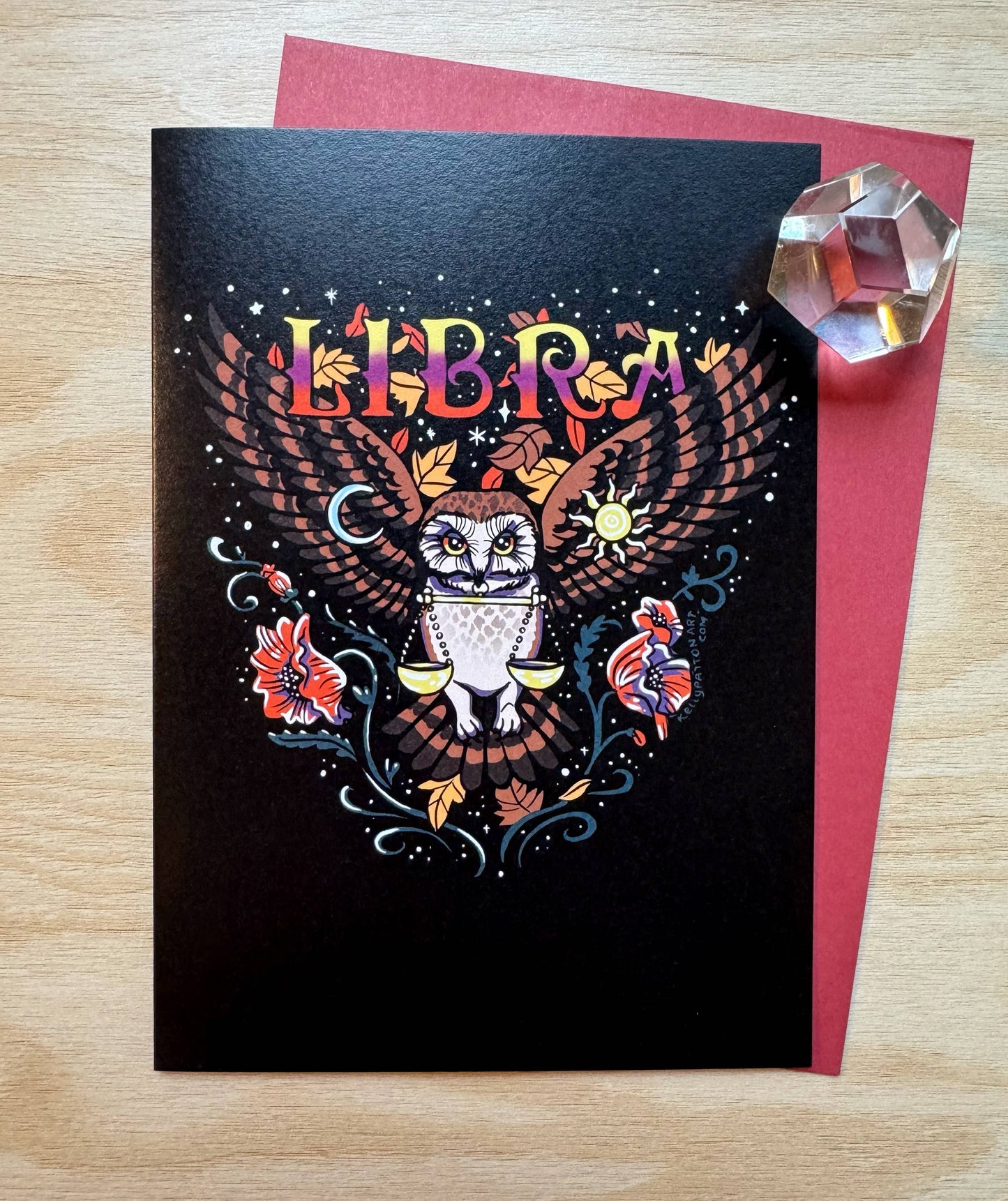 "Libra" Zodiac Owl Design , 5" x 7" Greeting Card