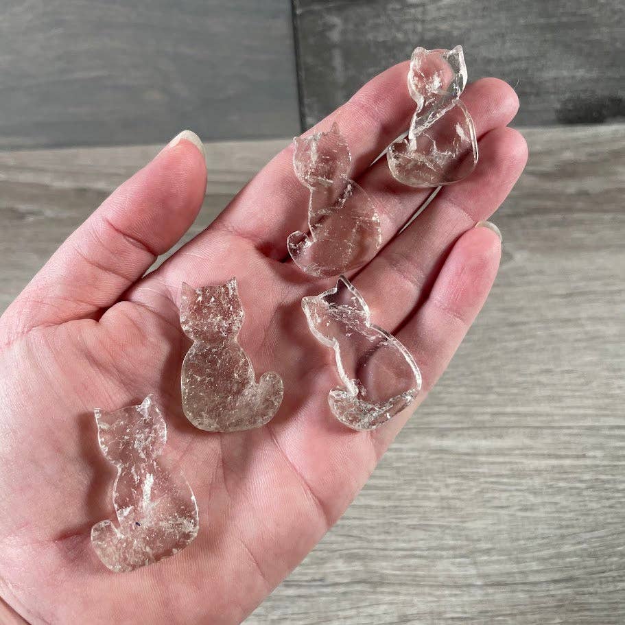 Flat Cat Figurine – Small Crystal Carving for Retailers: Assorted