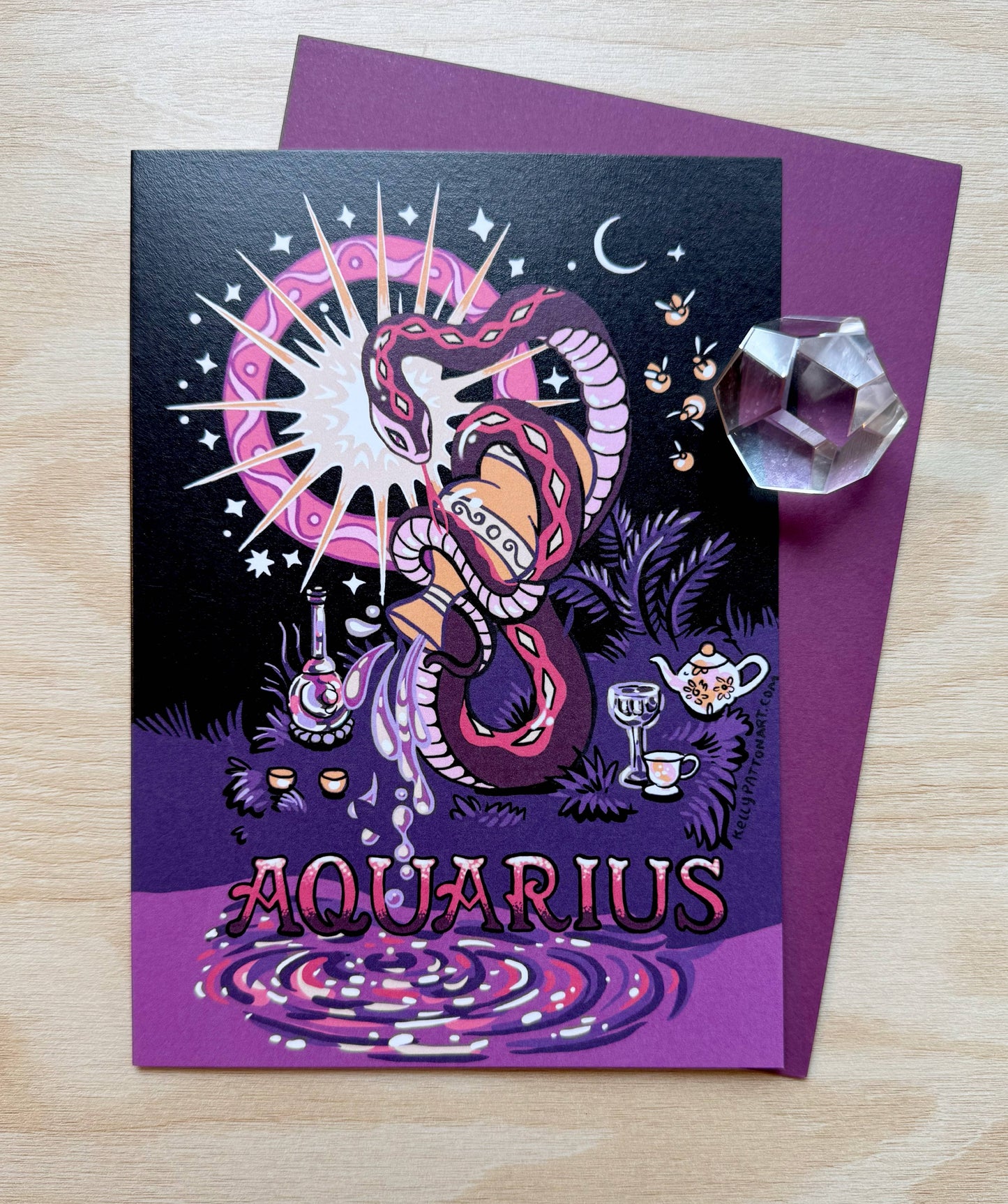 "Aquarius" Zodiac Snake Design , 5" x 7" Greeting Card