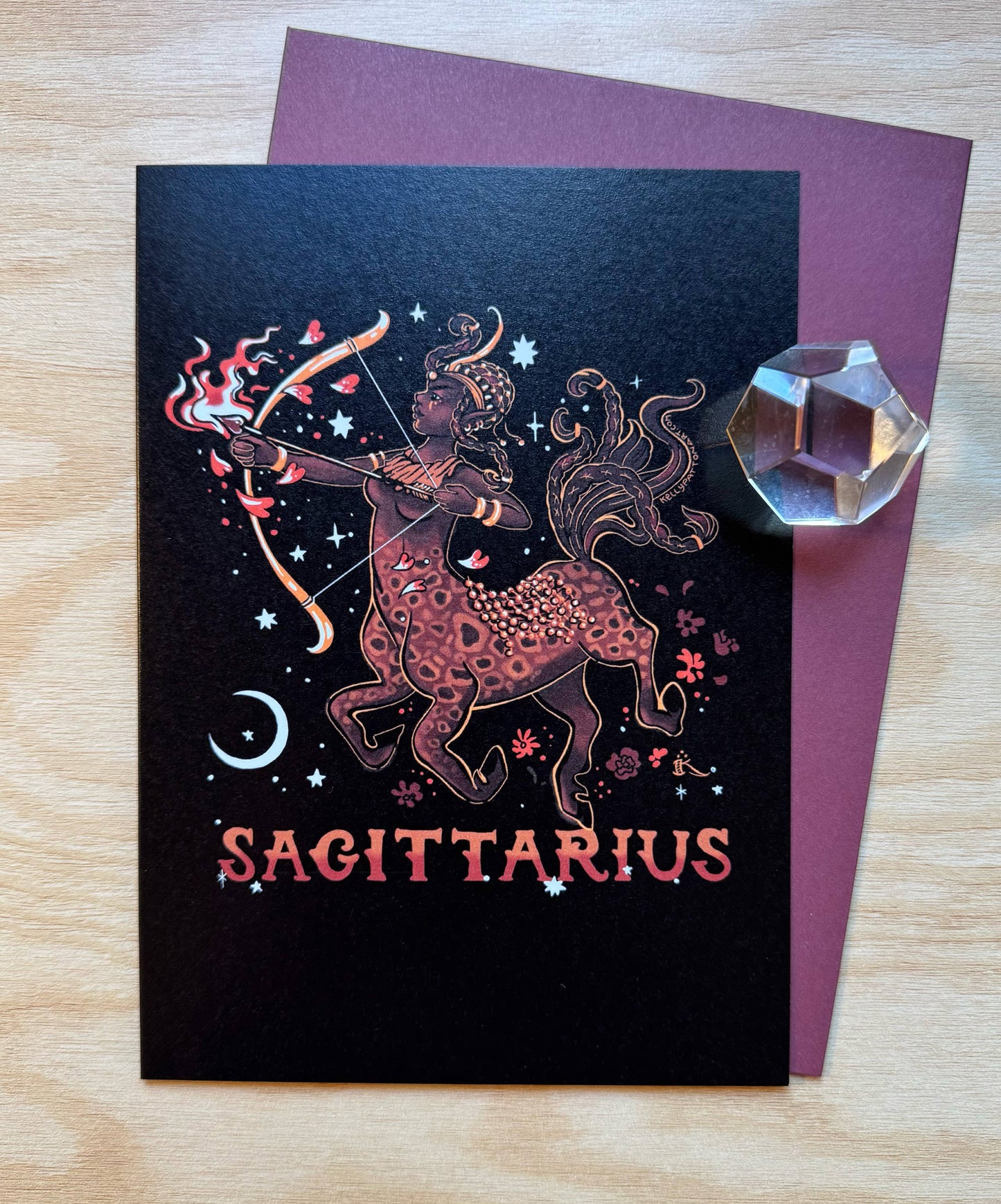 "Sagittarius" Zodiac Leopard Design , 5" x 7" Greeting Card