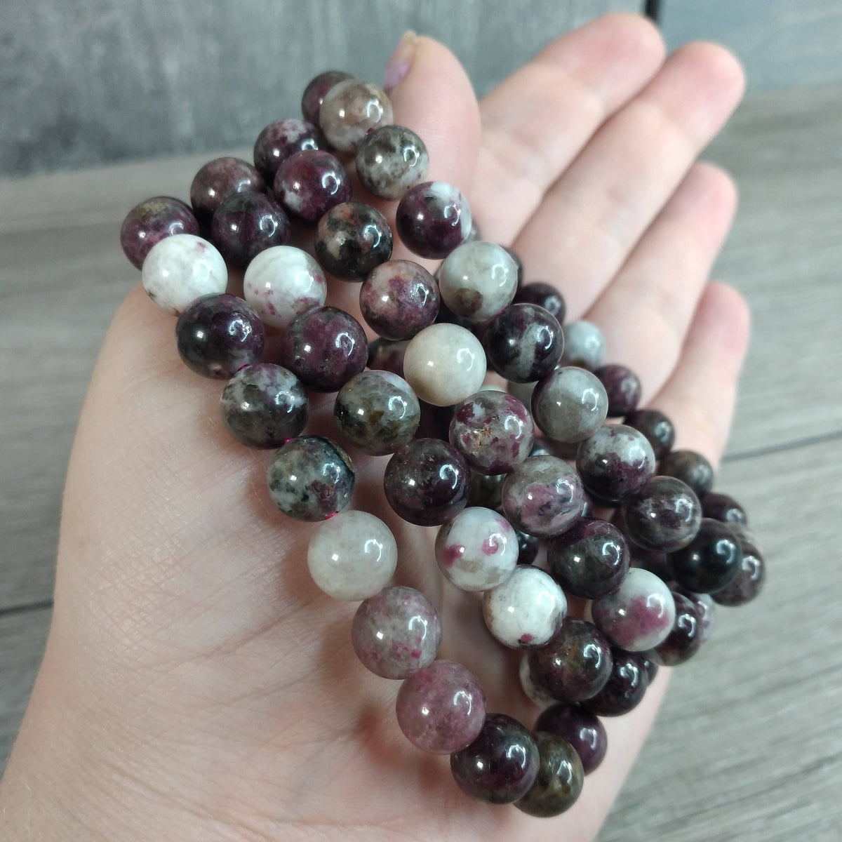 Gemstone 8 mm Round Bracelets: Black Moonstone