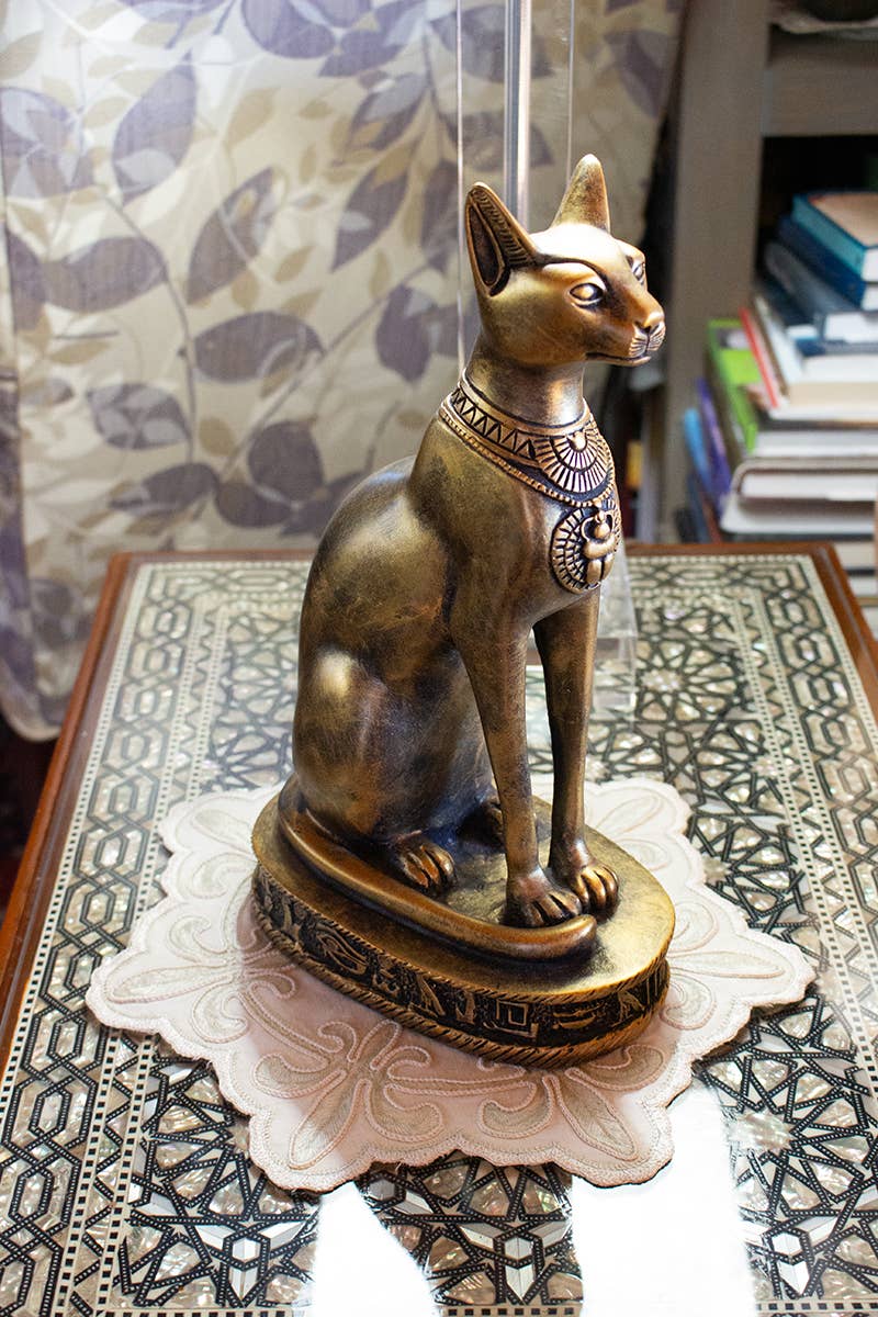 Bastet Cat Bronze Lg - 12"