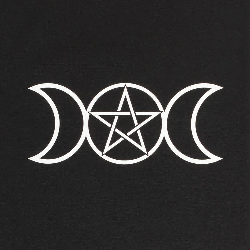 Black Gothic Triple Moon Cotton Tote Bag