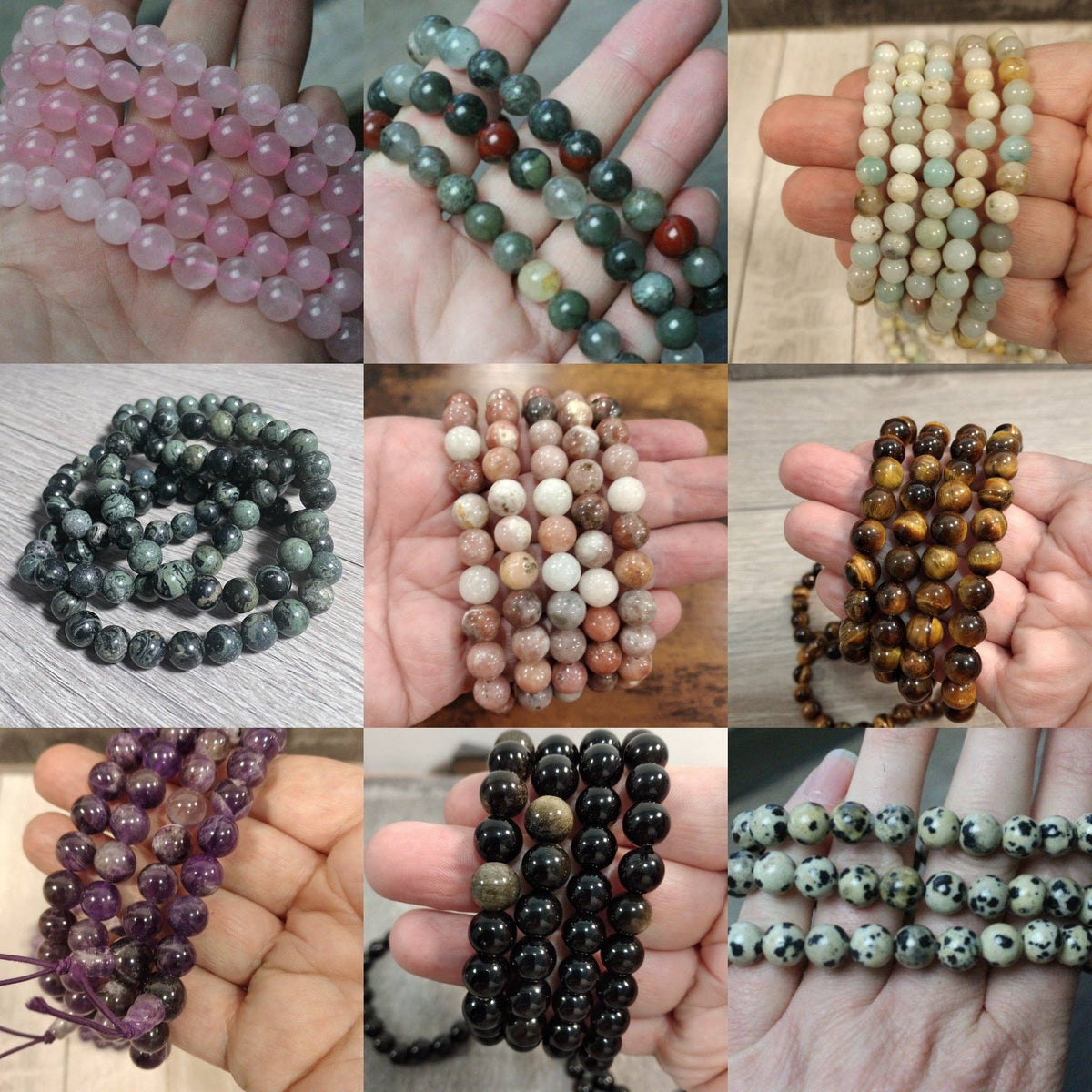 Gemstone 8 mm Round Bracelets: Black Moonstone