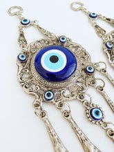 Evil Eye Wall Hanging, Blue Evil Eye Bead, Metal Wall Decor