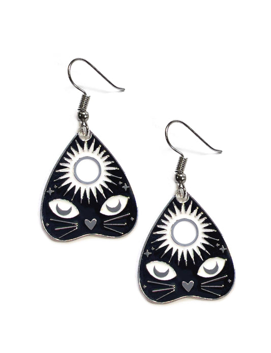 Ouija Planchette Cat Inspired Earrings