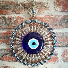 Large Glass Blue Evil Eye Wall Hanging Ornament