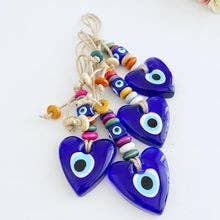 Heart Evil Eye Wall Hanging, Glass Evil Eye Home Decor