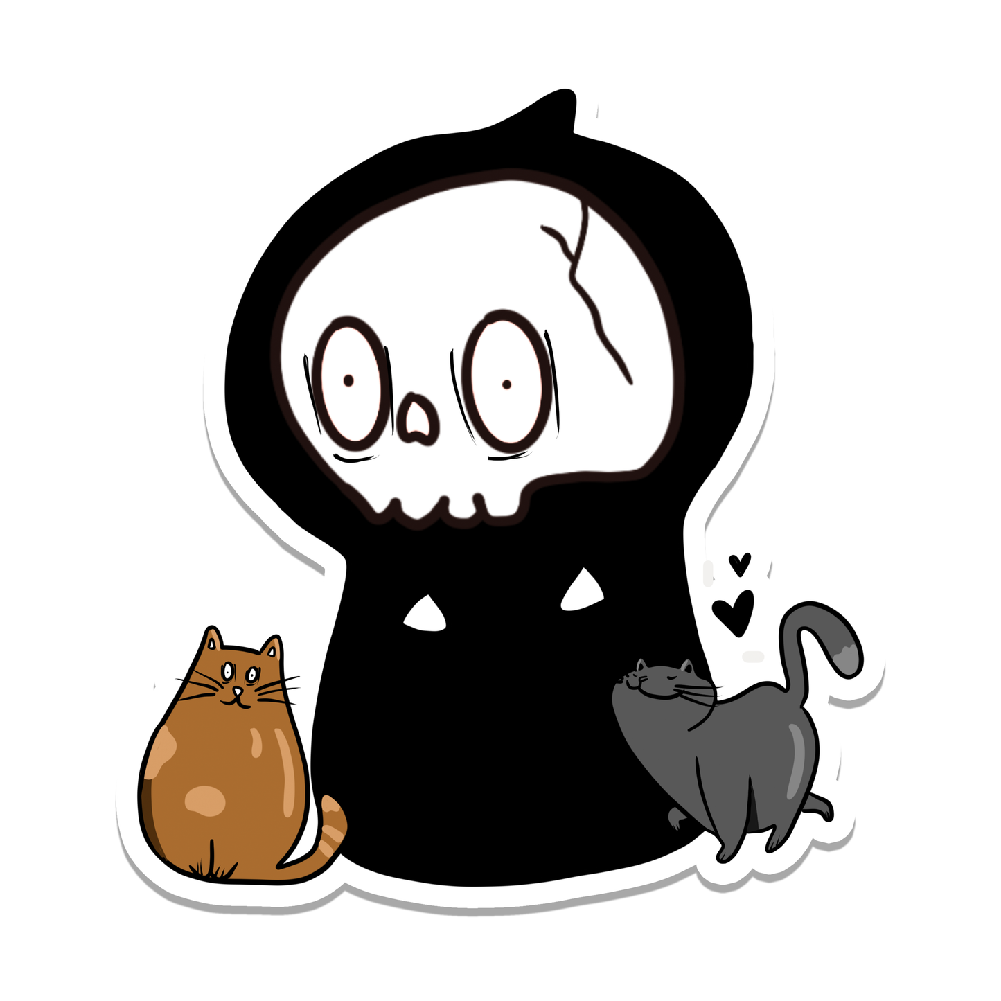 Cats and Grim Reaper Vinyl Sticker | 2.7"